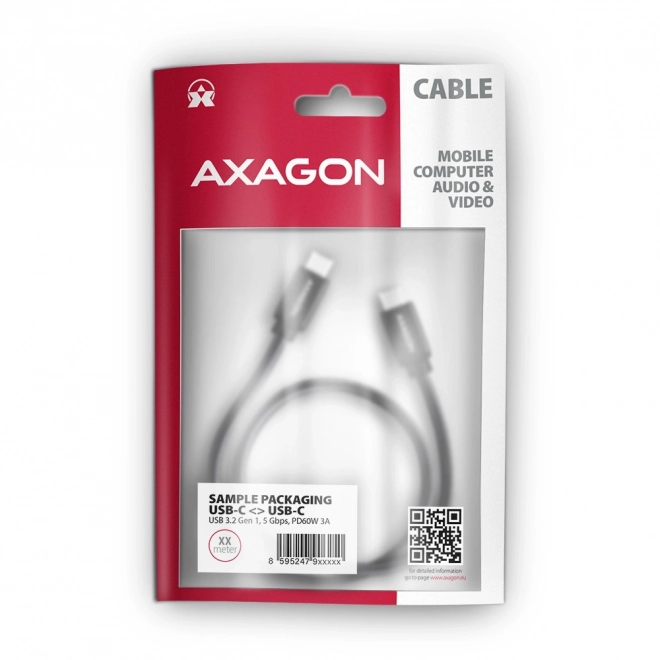 Kabel USB-C na USB-C 3m, Power Delivery 60W, elastyczny pleciony