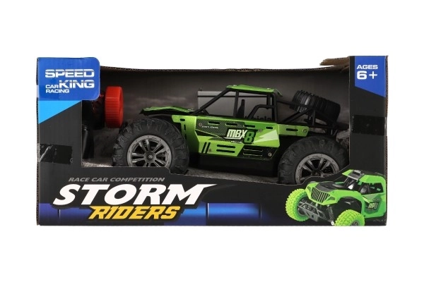 Auto RC buggy terenowe zielone 22cm plastik 2,4GHz na baterie + pakiet do ładowania w pudełku 32x16x18cm