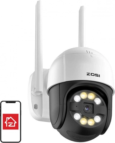 Zewnętrzna kamera Wi‑Fi ZOSI 3MP z głowicą obrotową, IP66 i kartą 32 GB