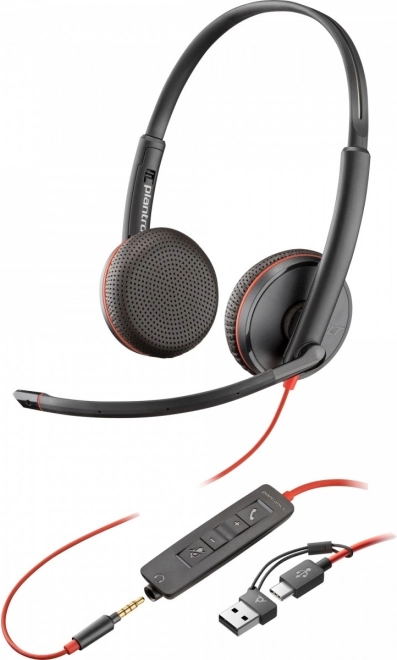 Zestaw słuchawkowy POLY Blackwire 3225 USB‑C z adapterem USB‑A i 3,5 mm