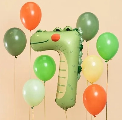 Balon foliowy cyfra 7 – krokodyl 49 × 73 cm