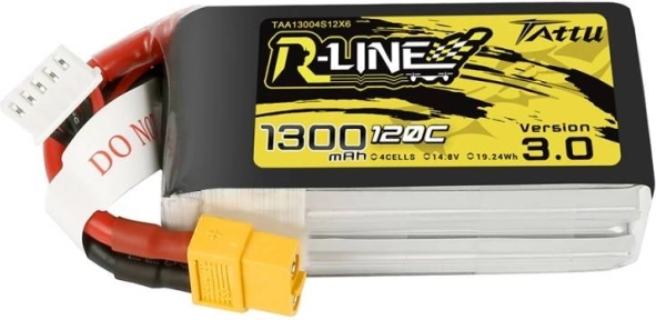 tattu r-line 3.0 lipo bateria 1300 mah 14,8 v 120c 4s z wtykiem xt60