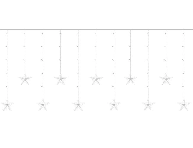 Kolorowa zasłona LED z gwiazdkami - 2,5 m, 108 LED