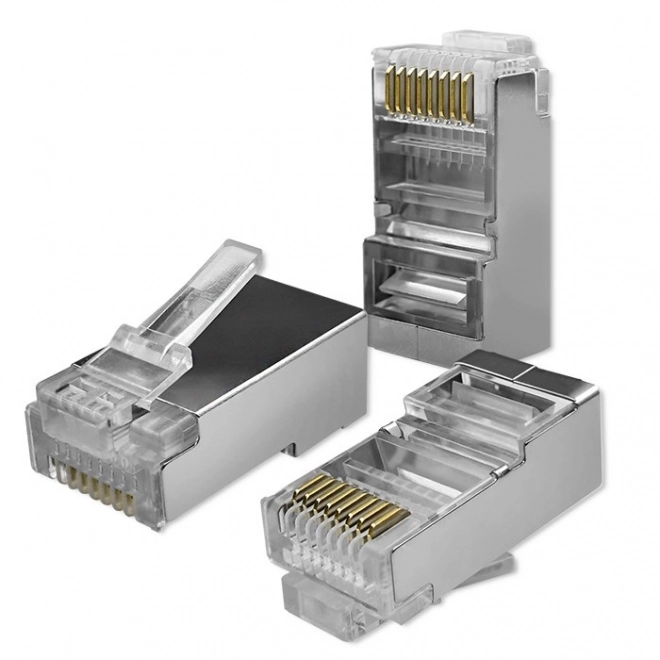 Wtyk przelotowy RJ45 CAT5e FTP przechodni pozłacane styki 100 sztuk