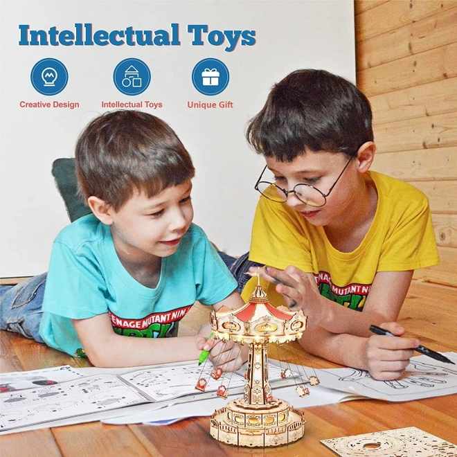 RoboTime 3D łamigłówka pozytywki - Kolorowa karuzela łańcuchowa