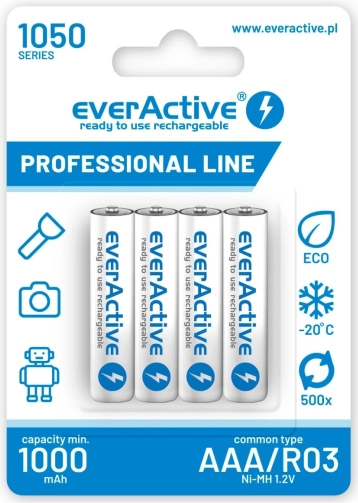 Akumulatory AAA R03 1050 mAh, blister 4 szt.