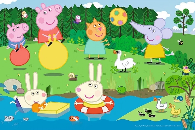 Puzzle Świnka Peppa/Pig Peppa Zabawne Wakacje 33x22cm 60 elementów w pudełku 21x14x4cm