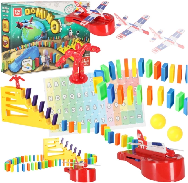 domino z wyrzutnią samolotów – edukacyjna zabawka STEM