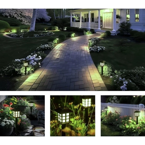 Solarne ogrodowe lampy LED – zestaw 6x domek