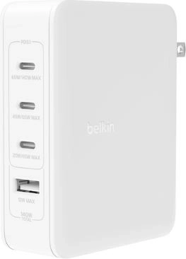 Biała ładowarka z 4 portami 140 W dla UK, EU, US