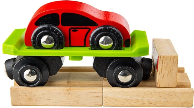 Wagon z autem i torami Bigjigs Rail