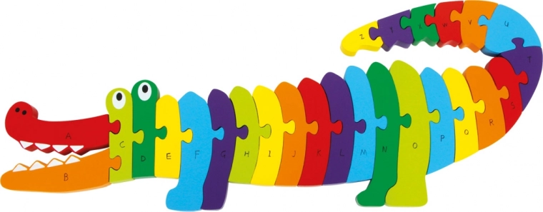 Drewniane puzzle krokodyl – nauka liter alfabetu