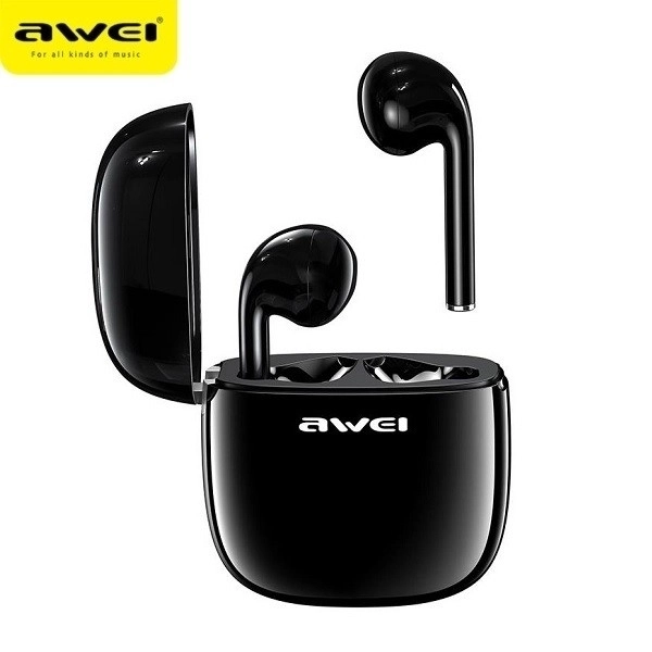 Czarne słuchawki Bluetooth z stacją ładującą