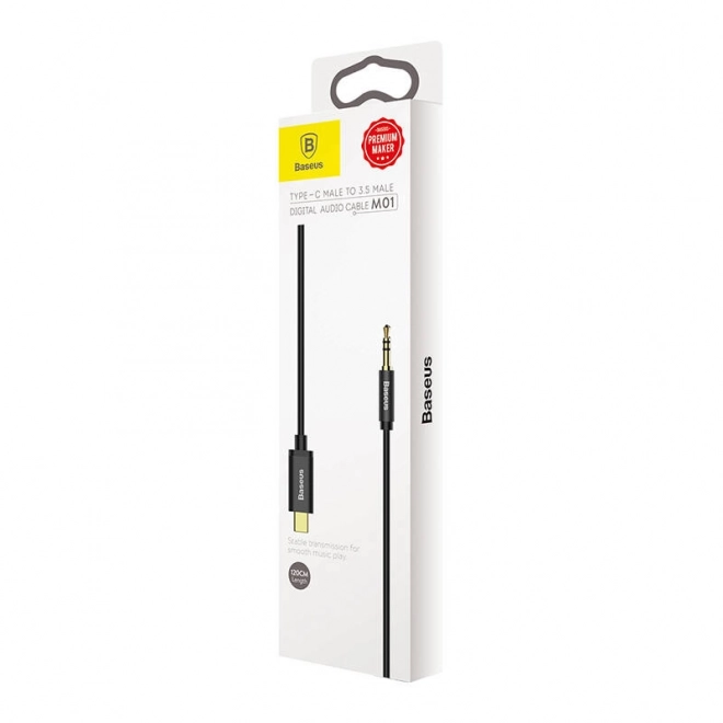 Baseus Yiven Kabel Audio USB-C na mini jack 3,5 mm, 1,2 m - czarny