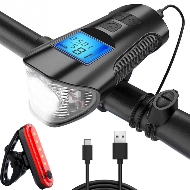 Wielofunkcyjne światło rowerowe 3w1 z LED, licznikiem km i klaksonem