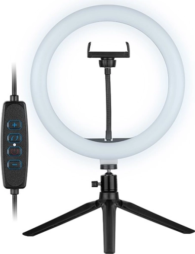 Okrągłe światło LED 26 cm z mini statywem i uchwytem na telefon