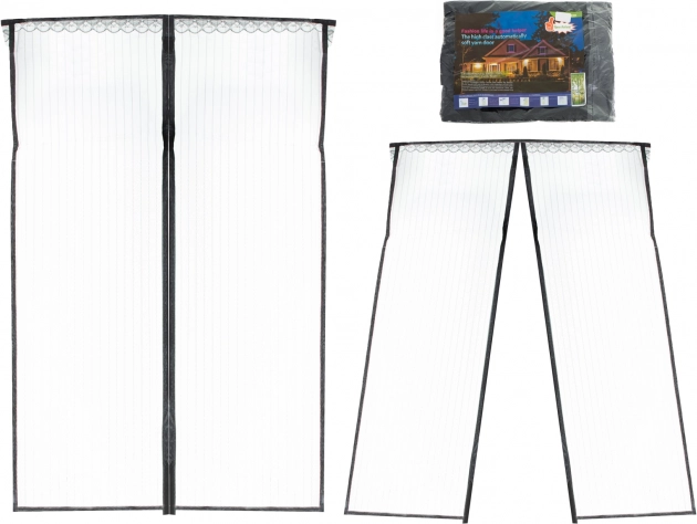 Magnetyczna moskitiera na drzwi 160 × 230 cm – czarny