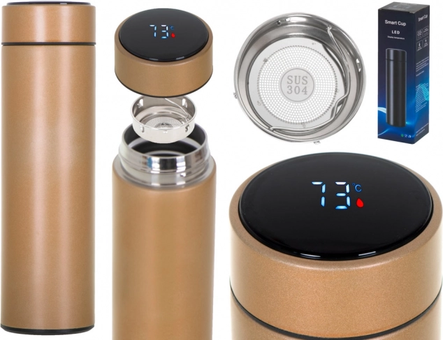 Kubek termiczny ze smart LED wyświetlaczem 500 ml – Złota