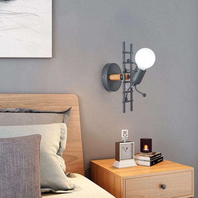 Ścienna lampa Loft Humanoid czarna