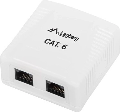 Biała gniazdko natynkowe 2x RJ45 Lanberg Cat.6