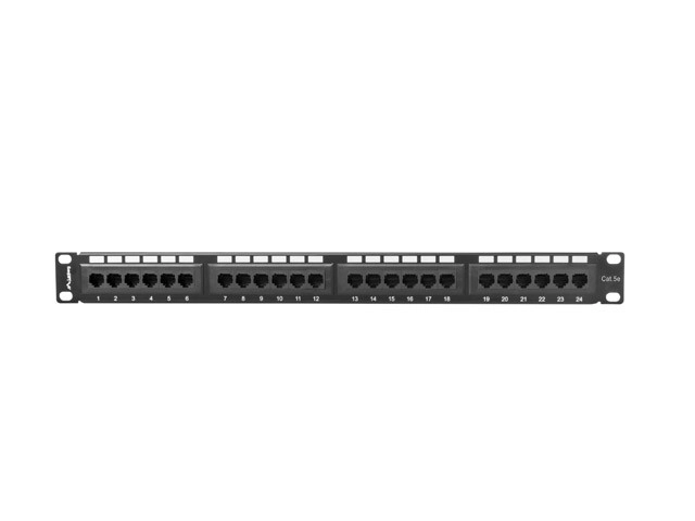 Panel krosowy 24 porty 1U Cat 5e czarny