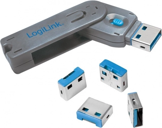 Blokada portów USB LOGILINK z kluczem – zestaw 4 szt.