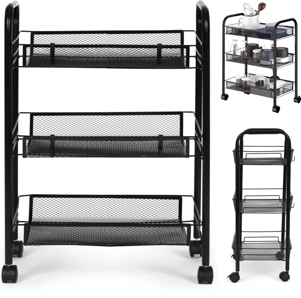 Mobilny metalowy regał do łazienki z 3 półkami na kółkach ModernHome