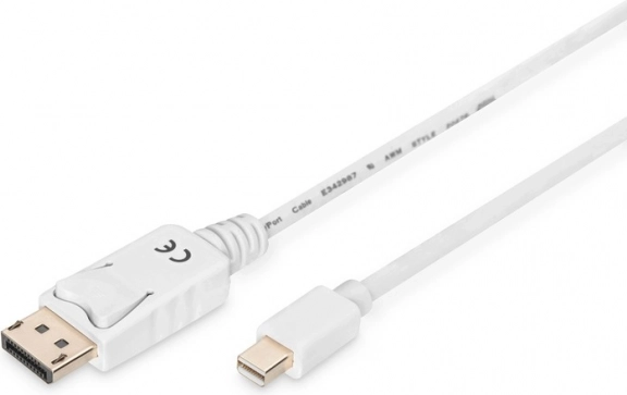 Biały kabel DisplayPort 4K 60Hz miniDP do DP 2 m