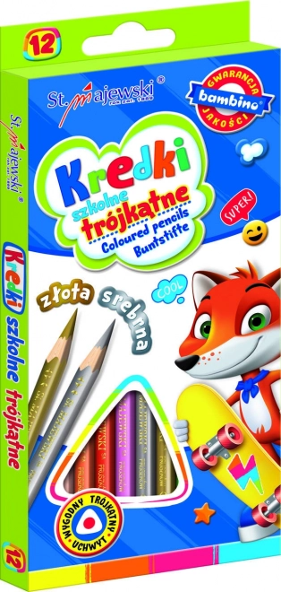 Trójkątne kredki Bambino - 12 sztuk