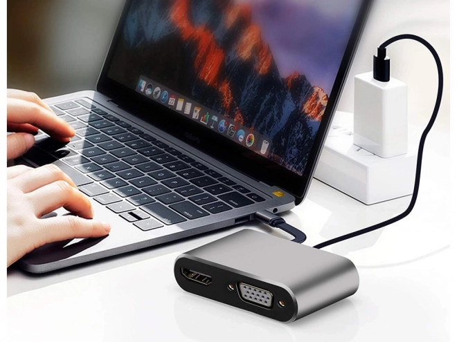 Adapter USB-C HDMI 4K VGA Hub z Power Delivery