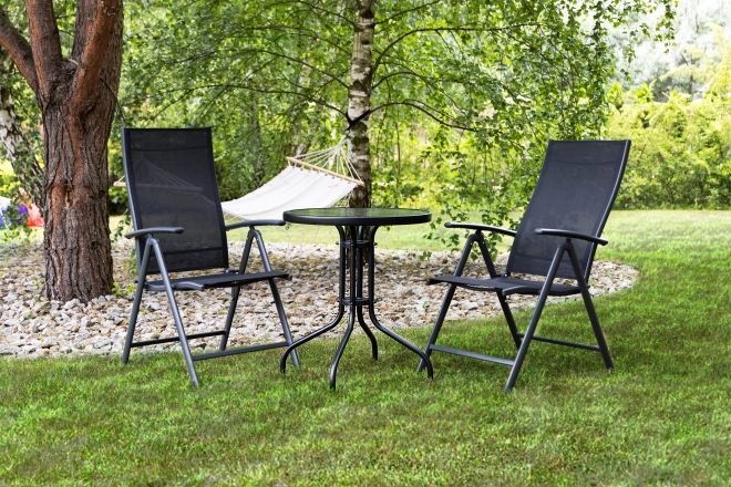 Okrągły stół ogrodowy 80 cm z otworem na parasol