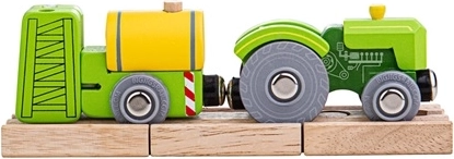 Bigjigs Rail traktor z przyczepą – zielony