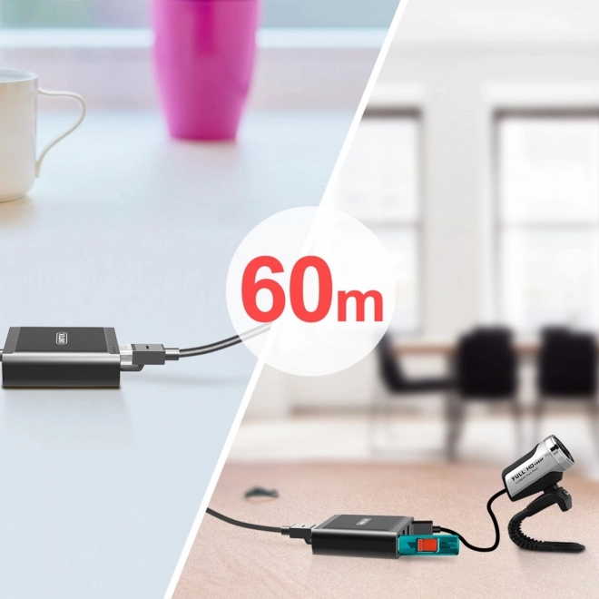 Przedłużacz USB 2.0 przez IP 4x USB 60m