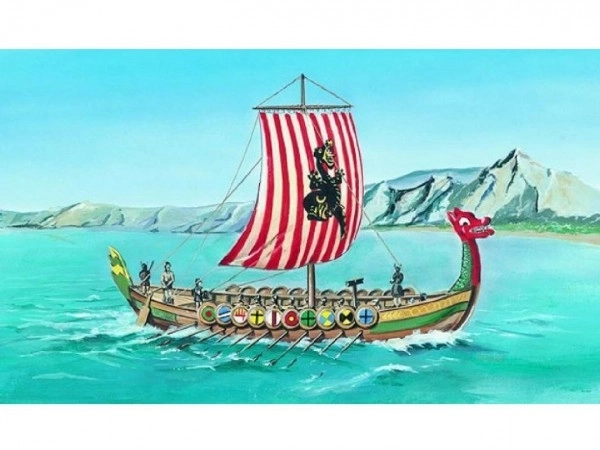 Model Wiking Wikingowie łódź DRAKKAR 1:60 20,8x30,3cm w pudełku 34x19x5,5cm