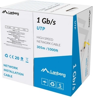 Kabel LAN UTP 1 Gb/s 305 m żółty