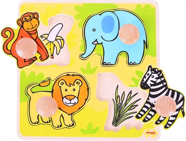 Bigjigs Toys moje pierwsze układanki wkladanki safari (drewniane, 4 elementy)