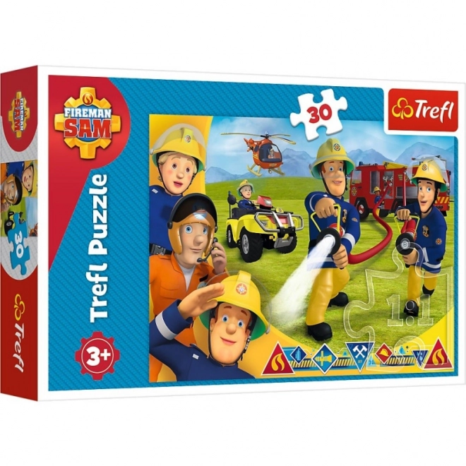 Puzzle 30 elementów - Strażak Sam, gotowi do pomocy