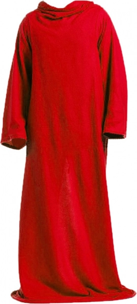 Ogrzewający koc z rękawami Fleece w czerwonym kolorze