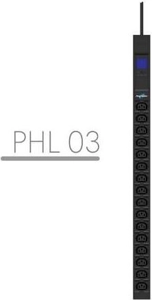 Rackowa listwa zasilająca PDU 19" 10A, 16× IEC C13, 3 m IEC C14, z miernikiem, pionowa, czarna