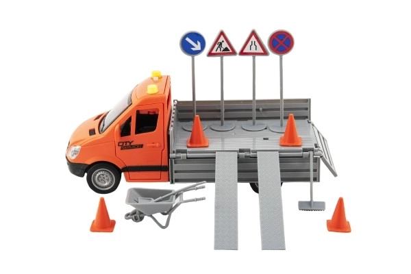 Auto utrzymania dróg plastik 25cm na napęd na baterie z dźwiękiem i światłem w pudełku 32x19x12cm