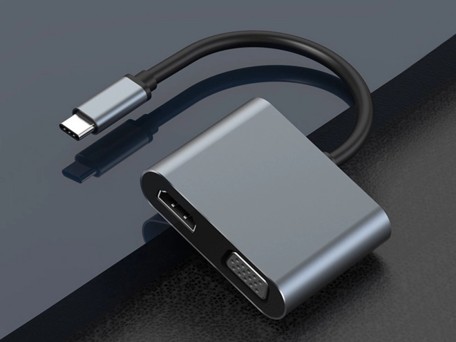 Adapter USB-C HDMI 4K VGA Hub z Power Delivery