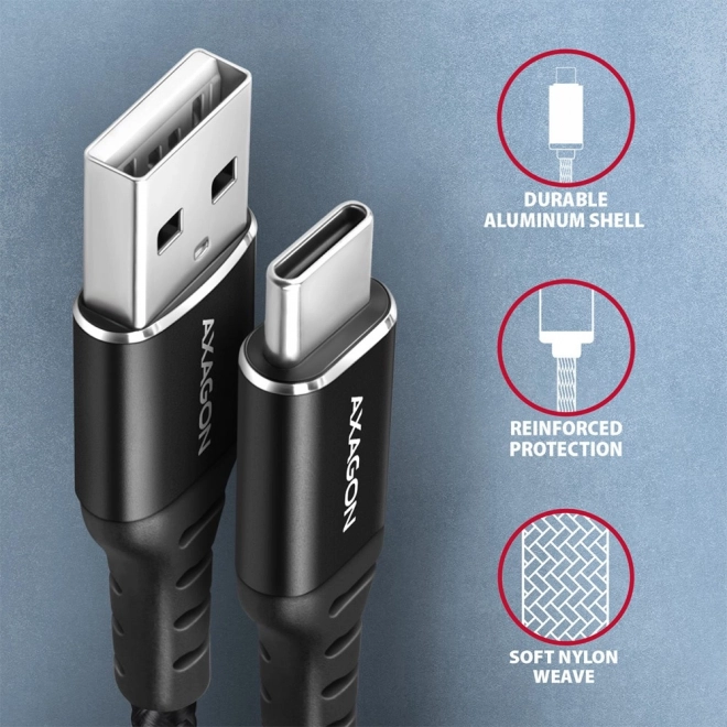 USB kabel Axagon USB-C na USB-A, 1m, czarny