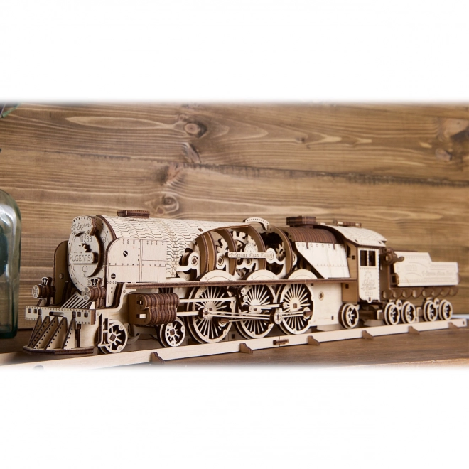 Ugears 3D puzzle - Lokomotywa V-express z wagonem 538 elementów