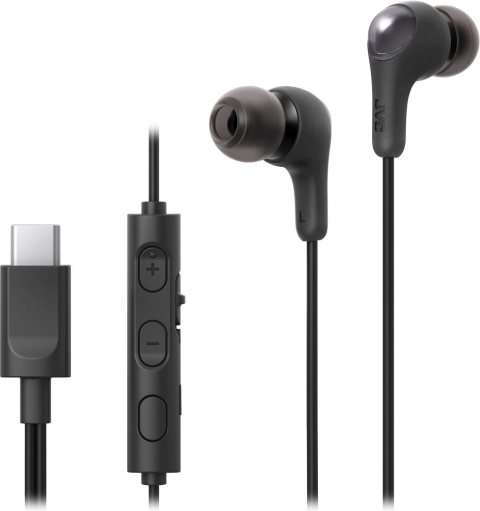JVC Gumy Connect przewodowe słuchawki dokanałowe USB‑C z mikrofonem – czarne