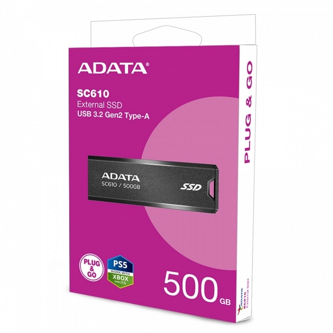 Zewnętrzny SSD SC610 500G USB3.2A Gen2 Czarny