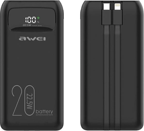 Powerbank 20000 mAh Awei P169K z szybkim ładowaniem 22,5 W i wyświetlaczem LCD
