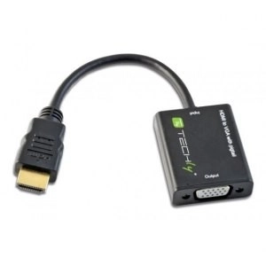 Adapter HDMI męski na VGA żeński, czarny, 10 cm