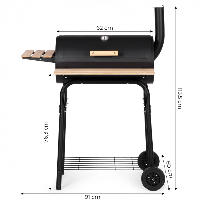 Duży grill ogrodowy z termometrem i kominem
