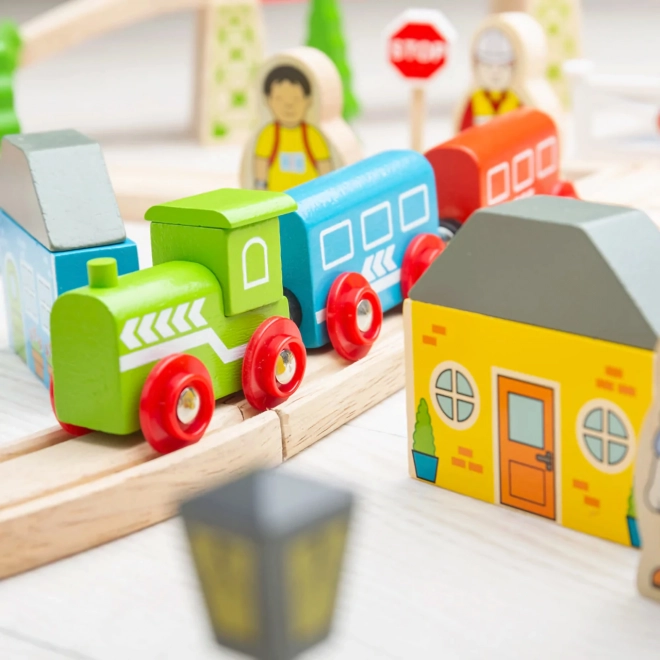 Bigjigs Rail Drewniana kolejka miasto i wieś 101 części