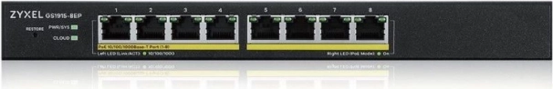 Zyxel GS1915-8EP inteligentny przełącznik gigabitowy PoE 60 W, desktop, tryb hybrydowy